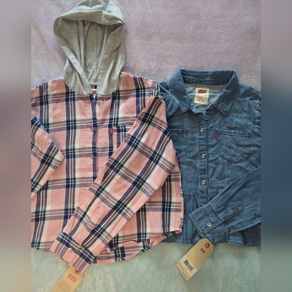 Set Of 2 NWT Levi's Children Size L Button Shirts Long Sleeves - Picture 9 of 16
